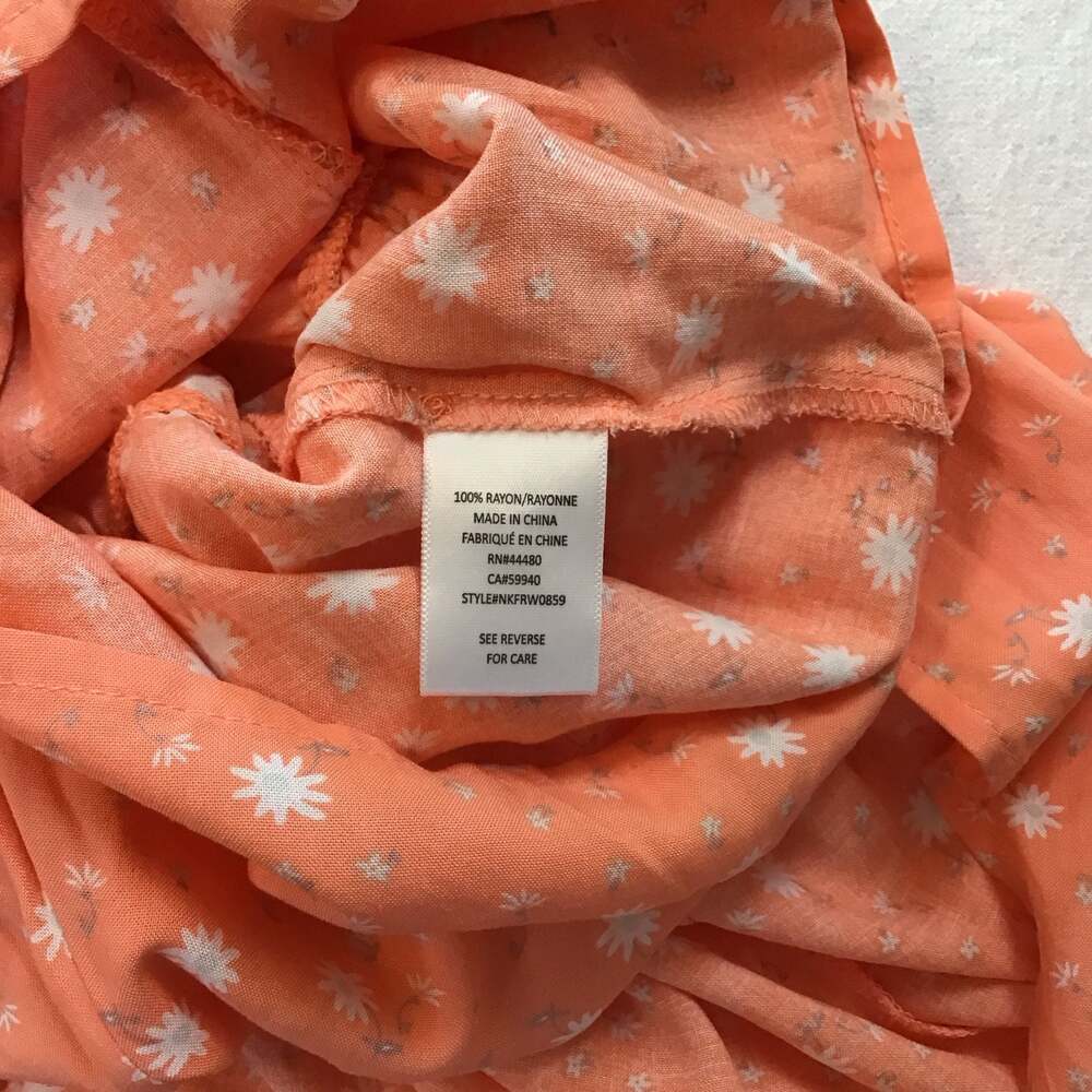 Love Fire Peach Orange Floral Print Wrap-Style Midi Romper Dress Large - Picture 7 of 11